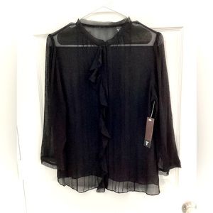 Be Black Sheer Blouse W/ Ruffle